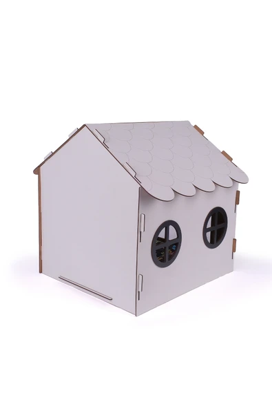 Ahşap Dekoratif Köpek Evi-Kulübesi, Küçük Irk Köpekler İçin Kulübe, Köpek Kulübesi Beyaz-Siyah - 5