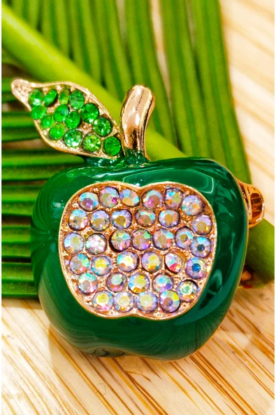 Monalisa Home Yeşil  Elma Figürlü Broş ürün görseli 1