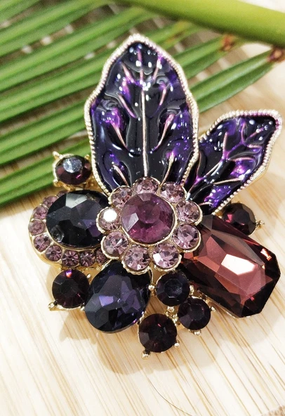 Monalisa Home Mor Demet Gül  Figürlü Broş ürün görseli 1