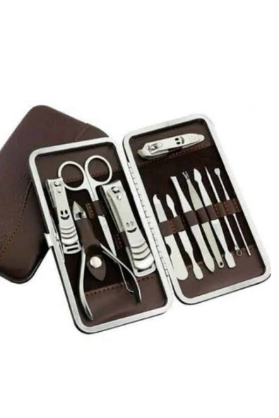 12 Parça Paslanmaz Çelik Kompakt ve Taşınabilir Manikür Makası Tırnak Makası - 5