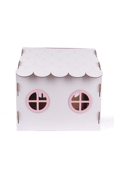 Ahşap Dekoratif Köpek Evi-Kulübesi, Küçük Irk Köpekler İçin Kulübe, Köpek Kulübesi Beyaz-Pembe - 5