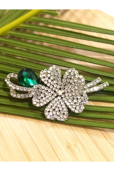 Monalisa Home Yeşil Taşlı  Figürlü Broş ürün görseli 1