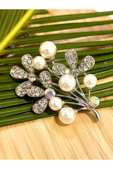 Monalisa Home Demet Gül   İncili Figürlü Broş ürün görseli 1