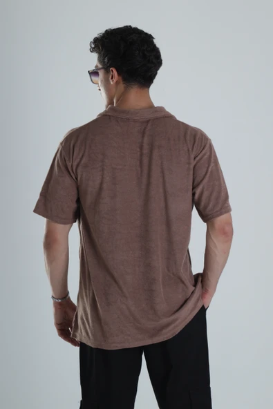 Erkek Kahve T-Shirt Dokuma Kumaş - 4