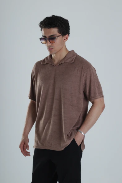 Erkek Kahve T-Shirt Dokuma Kumaş - 2