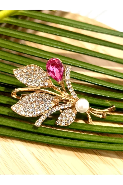 Monalisa Home Gri Taşlı  Figürlü Broş ürün görseli 1