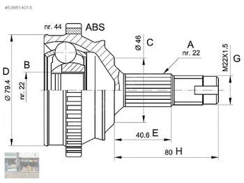 Fiat Aks Kafası Dis Brava Bravo 1.6 16v Abslı 95>01 (ic Freze:22 Dis Freze:22 Abs Halka Sayısı:44 Uzunluk - Anka 20502002 ürün görseli