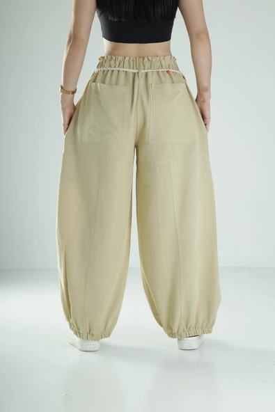 Tasarım Keten Açık Yeşil Baggy Pantolon - 4