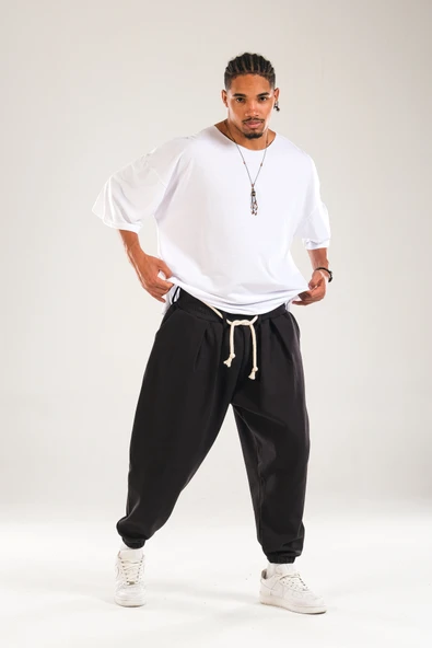 Halat Kemerli Pileli Jogger Pantolon - 2