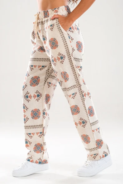 Etnik Desenli Baggy Pantolon - 5