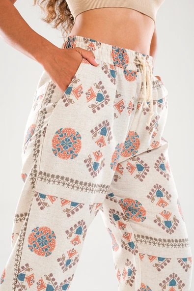 Etnik Desenli Baggy Pantolon - 4