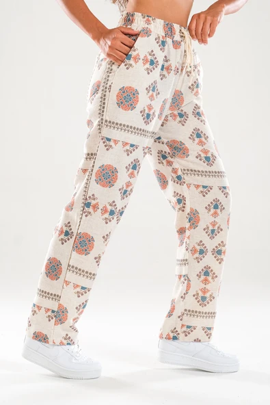 Etnik Desenli Baggy Pantolon - 3