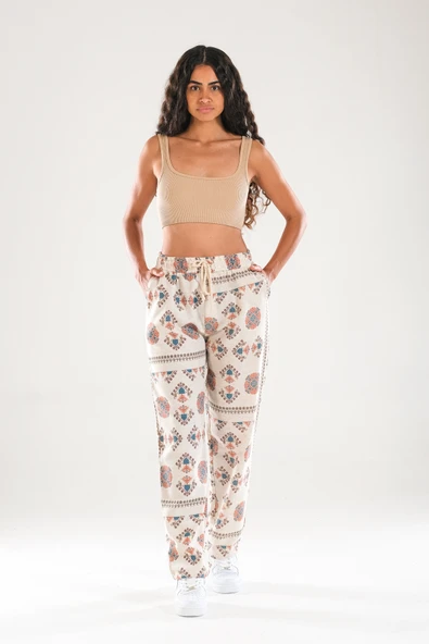 Etnik Desenli Baggy Pantolon - 1