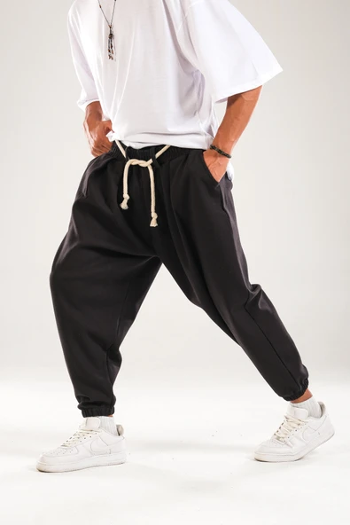 Halat Kemerli Pileli Jogger Pantolon - 3