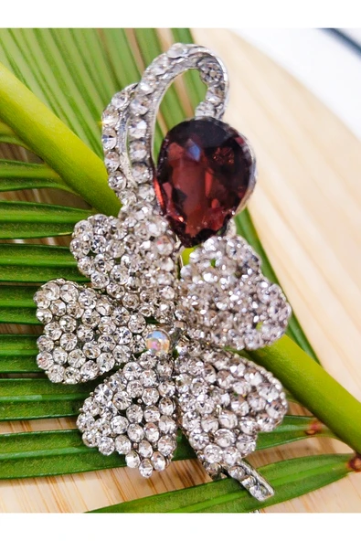 Monalisa Home Kahverengi  Taşlı  Figürlü Broş ürün görseli 1