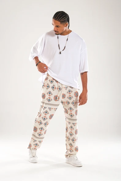 Etnik Desenli Baggy Pantolon - 1