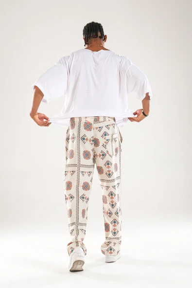Etnik Desenli Baggy Pantolon - 5