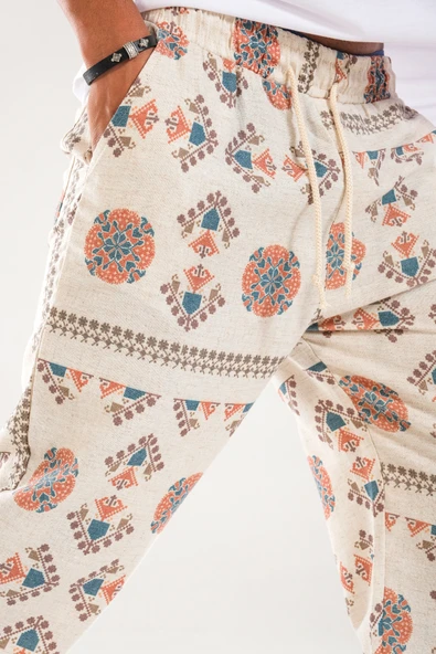 Etnik Desenli Baggy Pantolon - 4