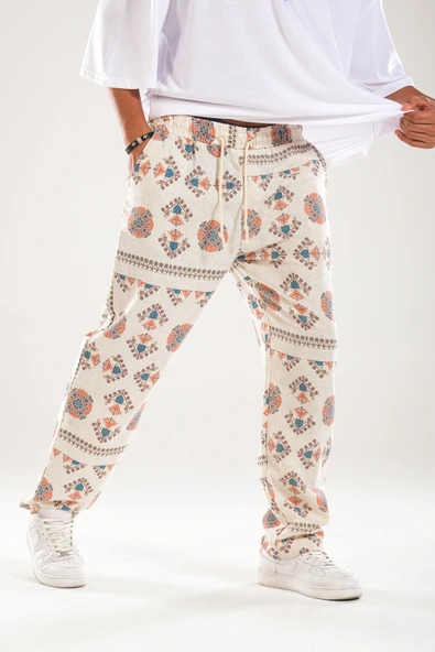Etnik Desenli Baggy Pantolon - 3