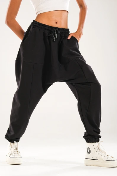 Siyah Harem Jogger Pantolon - 4