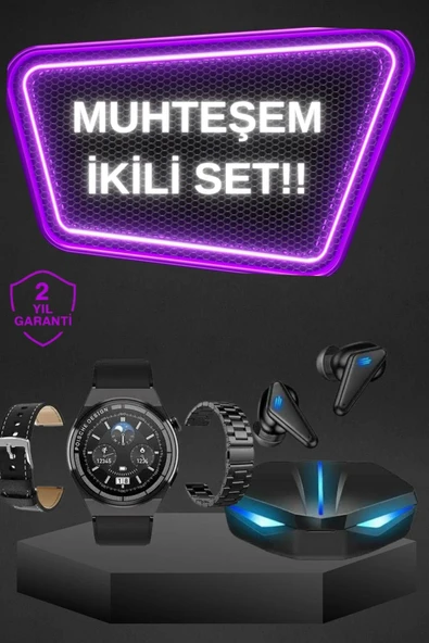 Kablosuz Bluetooth Bağlantılı Kulaklık ve Dokunmatik Ekran Akıllı Saat Arama Cevaplama ürün görseli