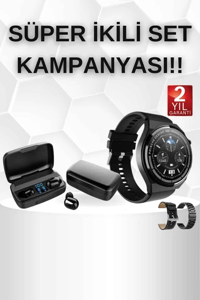 Kablosuz Bluetooth Kulaklık ve Kordon Hediyeli Akıllı Saat Nabız Ölçer Uzun Pil Ömrü ürün görseli