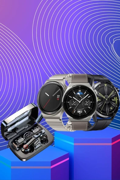 Kulak İçi Kablosuz Bluetooth Kulaklık ve NFC ve GPS Özellikli Akıllı Saat Alarm ve Titreşim - Resim 3