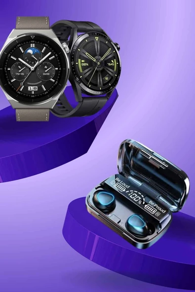 İkili Set Akıllı Saat Ve Bluetooth Kulaklık Kablosuz Uzun Pil Ömrü Spor Modları - Resim 4