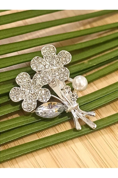 Monalisa Home Beyaz Taşlı  Figürlü Broş ürün görseli 1