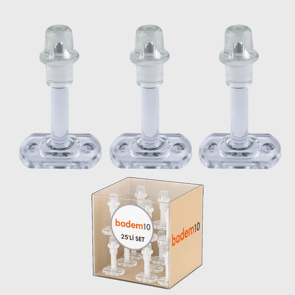 Şeffaf 25 Adet Plastik Kapı Pencere Arkası Renk Tampon 8 CM Vidalı Duvar Koruyucu Silikon Stoper - Resim 4