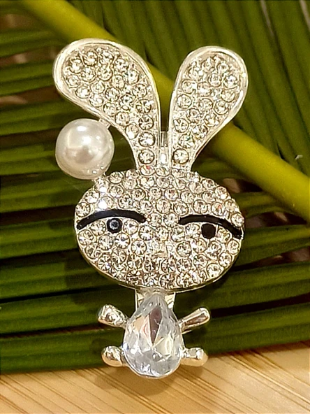 Monalisa Home Taşlı  Tavşan Figürlü Broş ürün görseli 1