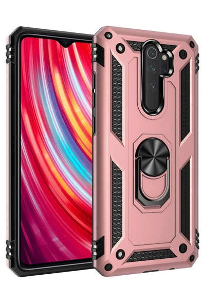 Akman Xiaomi Redmi Note 8 Pro Kılıf Sofya Yüzüklü Silikon Kapak - Rose - ACL6203853-9608 - 1