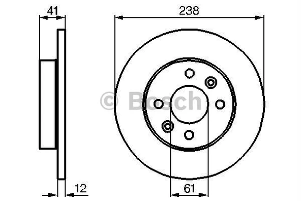 Renault On Fren Aynası (diski) R9 R11 R19 R21 Clio I II Symbol Expres Megane I Logan Sandero 1,2 / 1,4 / 1,6 - Bosch 0986478105 - Resim 1
