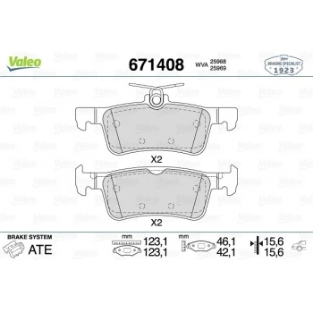 Psa Arka Fren Balatası P308 II 13> - Valeo 671408 ürün görseli 1
