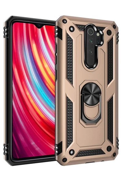 Akman Xiaomi Redmi Note 8 Pro Kılıf Sofya Yüzüklü Silikon Kapak - Gold - ACL6205968-5290 - 1
