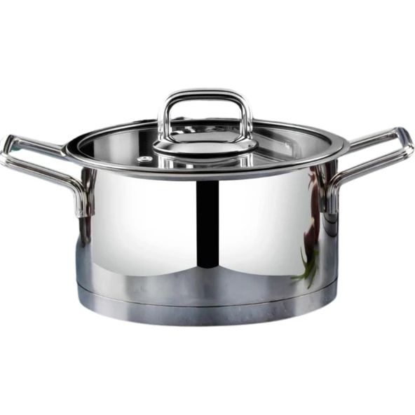 LINES SILVER 18 CM DERIN CELIK TENCERE METAL KULP