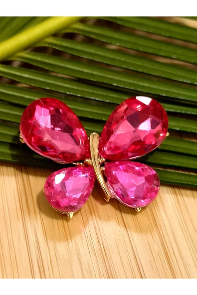 Monalisa Home Pembe Kelebek Figürlü Broş