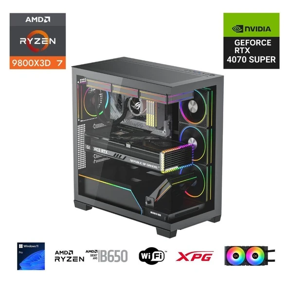 E.POWER  RYZEN 7 9800X3D 32GB DDR5 1TB M.2  RTX 4070 SUPER B650 WIFI 750W 240M ürün görseli 1