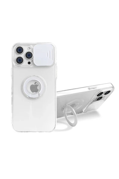 Akman Ally iPhone 12 Pro Max Kılıf Sürgülü Kamera Lens Korumalı Yüzük Standlı - ACL6205854-4936 - Resim 2