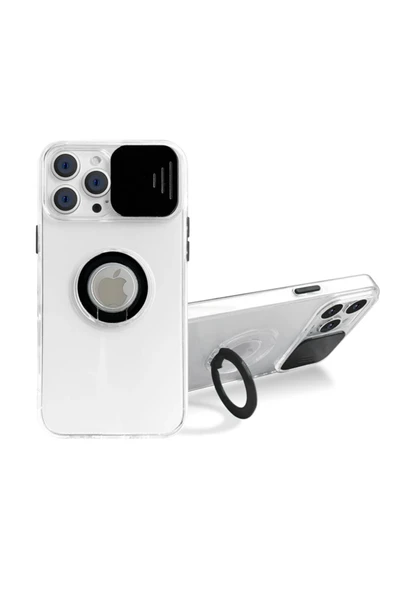 Akman Ally iPhone 12 Pro Max Kılıf Sürgülü Kamera Lens Korumalı Yüzük Standlı - ACL6205854-4936 ürün görseli