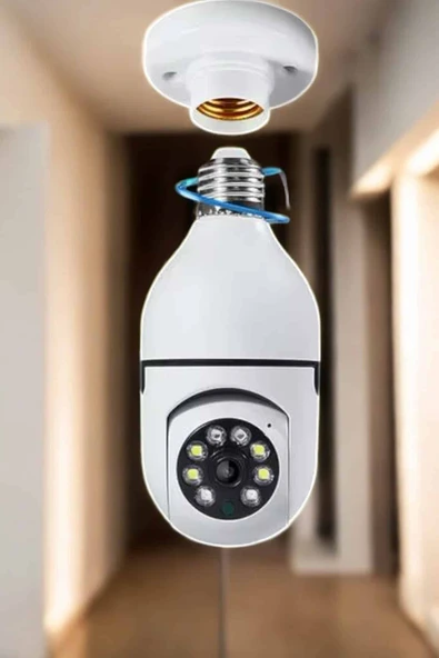 Wifi Kamera Duylu Ampul Görünümlü 360 Derece Dönebilen Ev Kamerası - 3