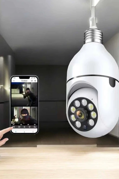 Wifi Kamera Duylu Ampul Görünümlü 360 Derece Dönebilen Ev Kamerası - 4