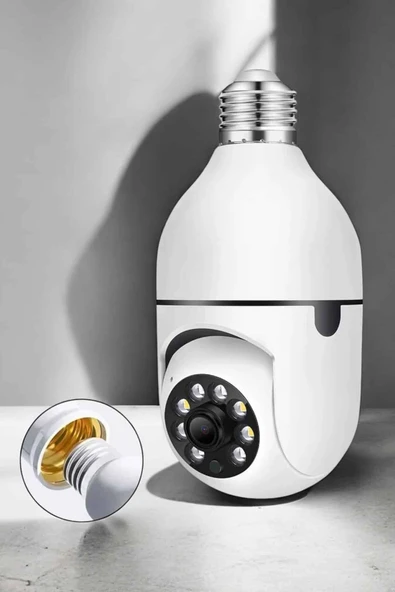 Wifi Kamera Duylu Ampul Görünümlü 360 Derece Dönebilen Ev Kamerası - 2
