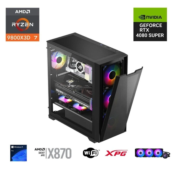 E.POWER  RYZEN 7 9800X3D 64GB DDR5 1TB M.2  RTX 4080 SUPER X870 WIFI 1000W 360M