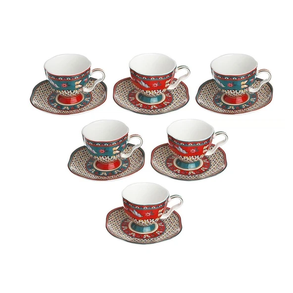 Lucky Art Liora Bone 6 lı Kahve Fıncanı Setı - Resim 3