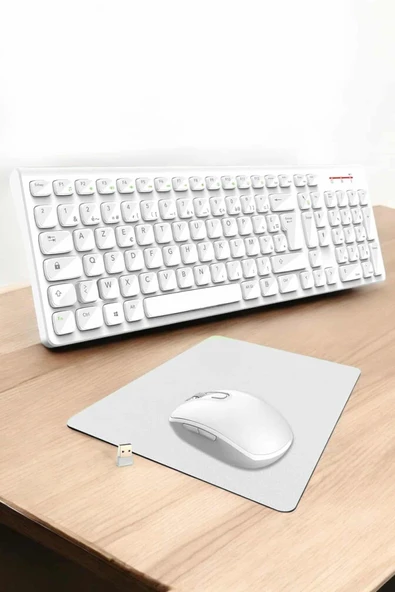 Q Klavye Beyaz Klavye Ve Mouse Seti Kablosuz USB Girişli - 3