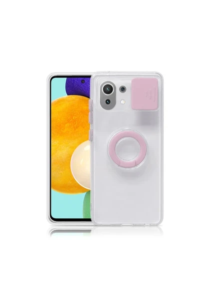 Akman Xiaomi Mi 11 Lite Kılıf Sürgülü Kamera Lens Korumalı Yüzük Standlı Sili - ACL6203278-7183 - Resim 5