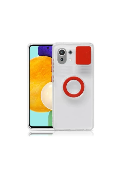 Akman Xiaomi Mi 11 Lite Kılıf Sürgülü Kamera Lens Korumalı Yüzük Standlı Sili - ACL6203278-7183 - Resim 2