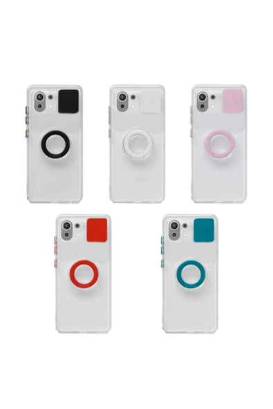 Akman Xiaomi Mi 11 Lite Kılıf Sürgülü Kamera Lens Korumalı Yüzük Standlı Sili - ACL6203278-7183 - Resim 6