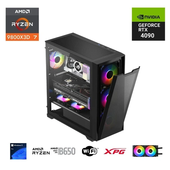 E.POWER  RYZEN 7 9800X3D 32GB DDR5 1TB M.2  RTX 4090 B650 WIFI 850W 240M